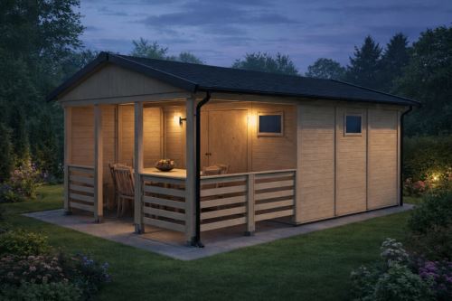 Zahradní altán Herold A3355 C X Plus s boční stěnou (10,7 + 6,9  m2)