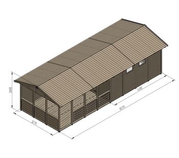 Zahradní altán Herold A3388 D Plus s boční stěnou a terasovou podlahou(14,1 + 13,9  m2) (3)