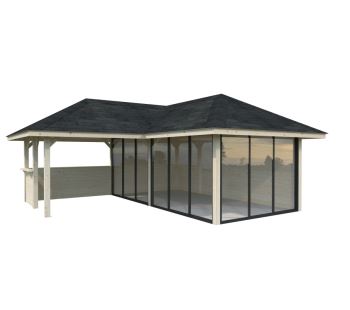 Zahradní domek s pergolou Bianca 24,9 m2  (s posuvnými dveřmi s dvojitým sklem) - Set 523 (6)
