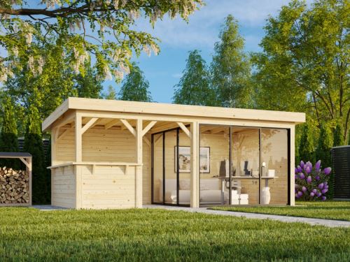 Zahradní domek Lenna 16,6  m2 s posuvnými dveřmi s dvojitým sklem (Set 707)