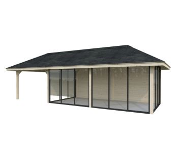 Zahradní domek s pergolou Bianca 24,9 m2  (s posuvnými dveřmi s dvojitým sklem) - Set 518 (6)