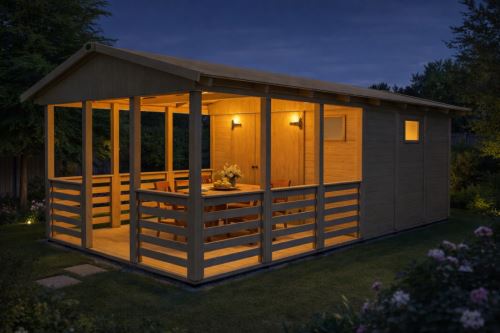 Zahradní altán Herold A3366 C s terasovou podlahou (10,7 + 10,4 m2)