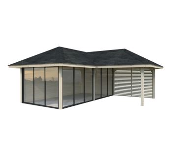 Zahradní domek s pergolou Bianca 24,9 m2  (s posuvnými dveřmi) - Set 214 (7)