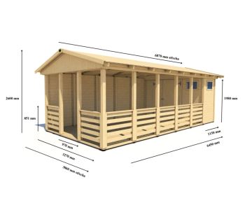 Zahradní altán Herold A3366 AA Plus s plnou boční stěnou a terasovou podlahou (3,5 + 17,6  m2) (2)