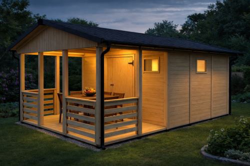 Zahradní altán Herold A3355 C s terasovou podlahou (9,6 + 6,3 m2)