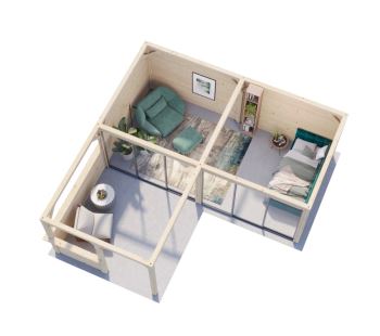 Zahradní domek Lenna 24,9  m2 s posuvnými dveřmi (Set 422) (2)