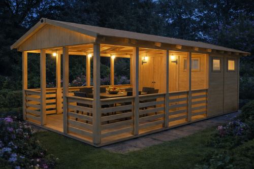 Zahradní altán Herold A3366 B s terasovou podlahou(6,3 + 12,6 m2)