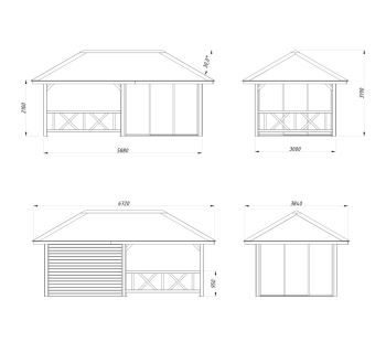 Zahradní domek Bianca 16,6  m2 s posuvnými dveřmi (Set 204) (3)