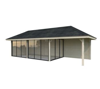 Zahradní domek s pergolou Bianca 24,9 m2  (s posuvnými dveřmi) - Set 217 (7)