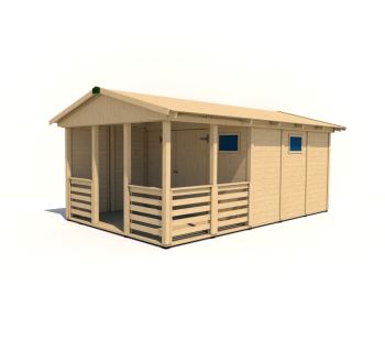 Zahradní altán Herold A3355 C Plus s terasovou podlahou a boční stěnou (10,7 + 6,9  m2) (1)