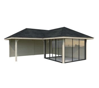 Zahradní domek s pergolou Bianca 24,9 m2  (s posuvnými dveřmi) - Set 212 (6)