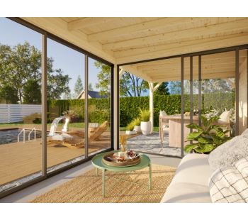 Zahradní domek Lenna 16,6  m2 s posuvnými dveřmi (Set 406) (1)
