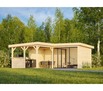Zahradní domek Lenna 24,9  m2 s posuvnými dveřmi s dvojitým sklem (Set 709)