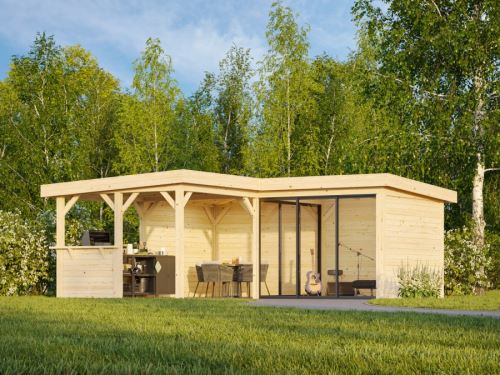 Zahradní domek Lenna 24,9  m2 s posuvnými dveřmi s dvojitým sklem (Set 709)